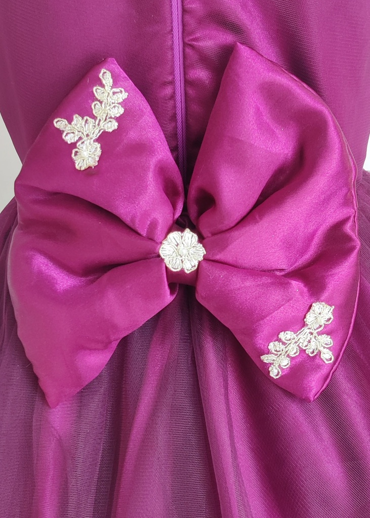 Wine Colored Frock with Applique Work