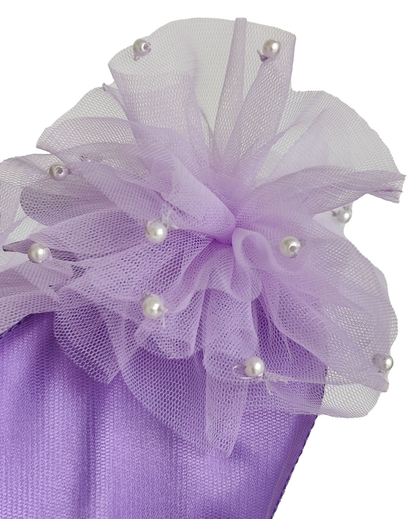Lavender Purple Tulle Dress with Satin Ribbon and Beaded Work