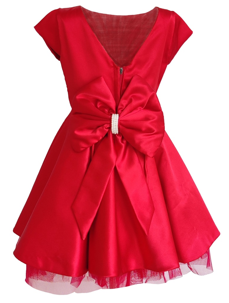 Red Satin Fluffy Princess Dress