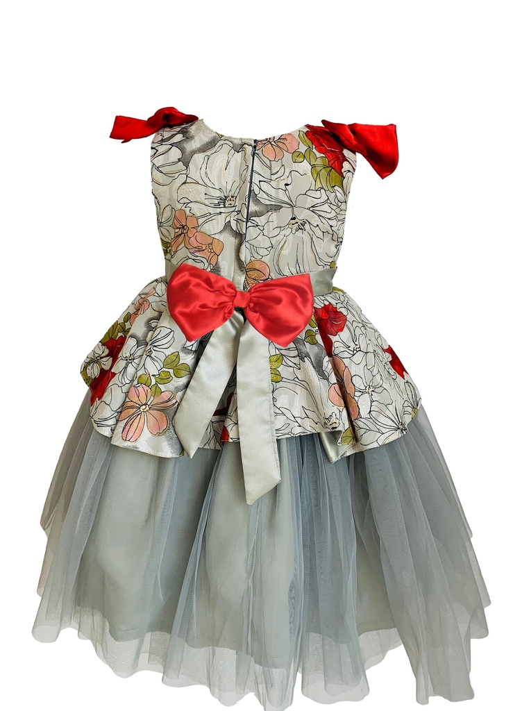 Grey Flared Party Wear Gown