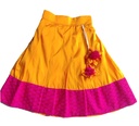 Rose Pink Crop Top with Knife Pleated Mango Yellow Skirt