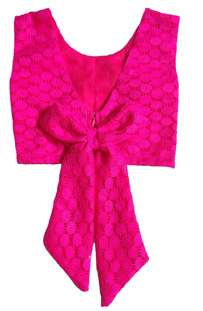 Rose Pink Crop Top with Knife Pleated Mango Yellow Skirt