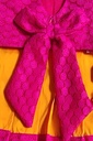 Rose Pink Crop Top with Knife Pleated Mango Yellow Skirt