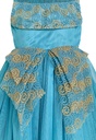 Ocean Blue Frock with Golden Work
