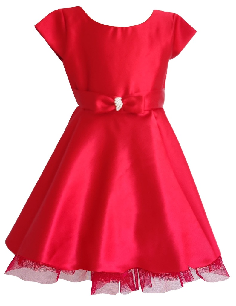 Red Satin Fluffy Princess Dress