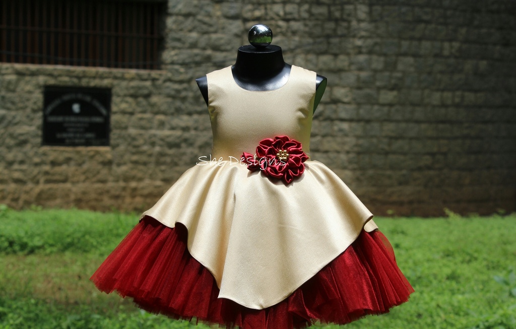 Flower Design Double Layer Frock