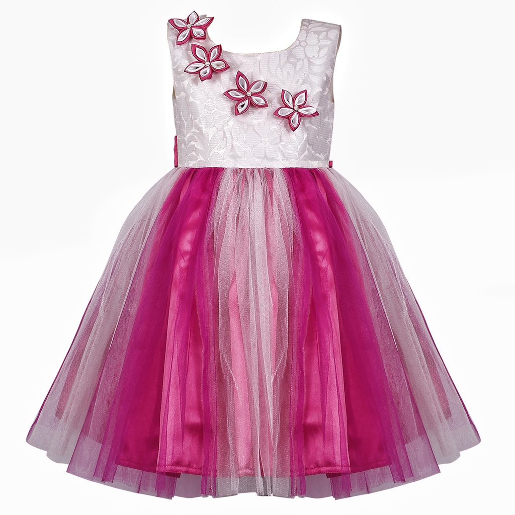 Scoop Neck Flower Design Multi Colour Frock