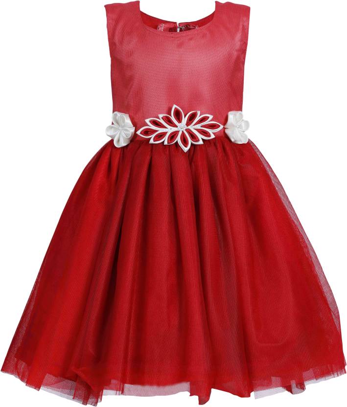 Red Colour Flower Design Frock