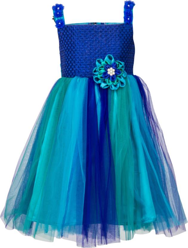 Square Neck Flower design Multi Colour Frock