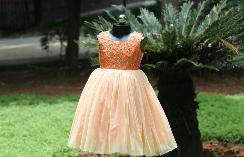 Peach Gold Frock
