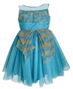 Ocean Blue Frock with Golden Work