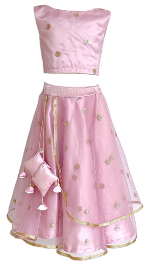 Ethnic Peach Color Lehenga with Boat Neck Blouse