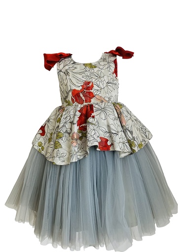 Grey Flared Party Wear Gown